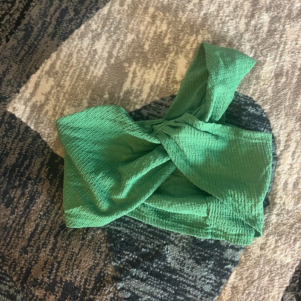 Green Textured Crop Top
